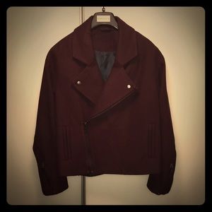 Top Man - Wool Rich - Biker Jacket - Burgundy
